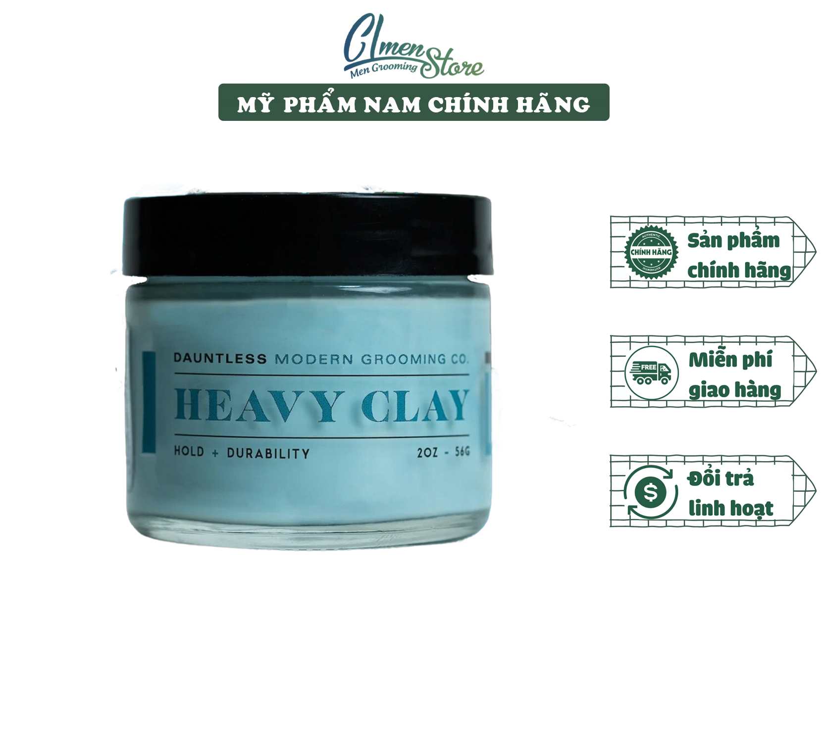 Sáp vuốt tóc Dauntless Heavy Clay – 56g | Tạo kiểu tóc dành cho nam
