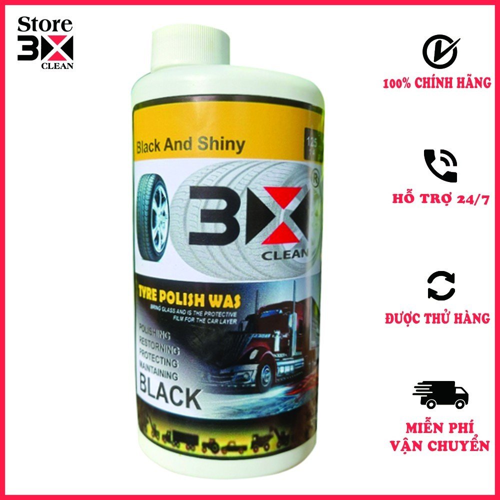 Dung dịch bóng lốp xe, dưỡng lốp xe 3x clean cao cấp chai 1 lít