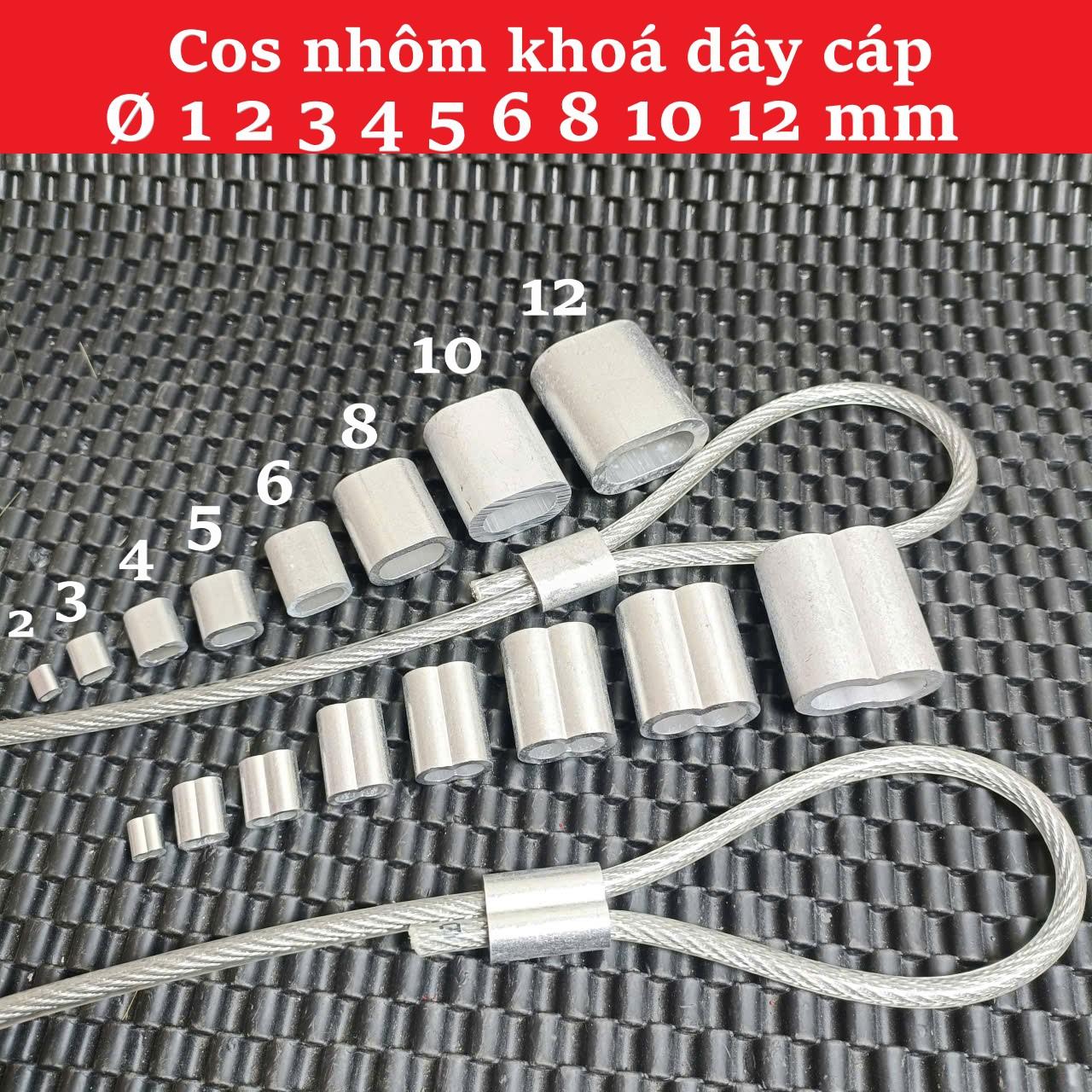Cos nhôm, đầu nhôm kẹp, khoá, siết, giữ dây cáp (Đủ cỡ) 1 2 3 4 5 6 8 10 12mm - Phụ kiện kết nối dây