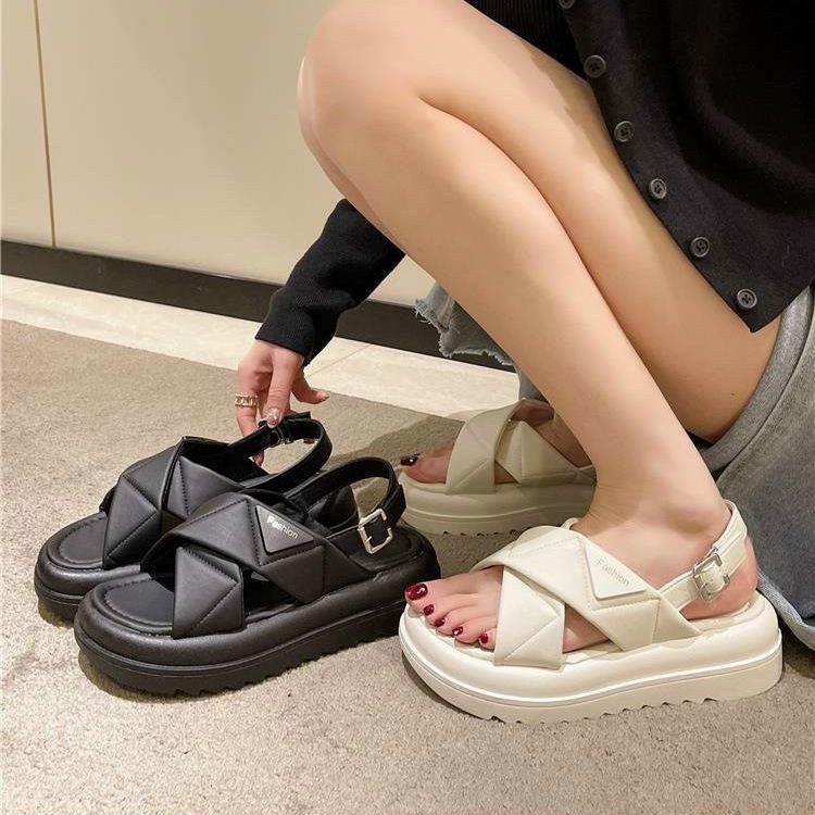 Dép sandal nữ quai chéo đế cao khoảng 5cm cực đẹp xăng đan cao cấp thời trang 2023