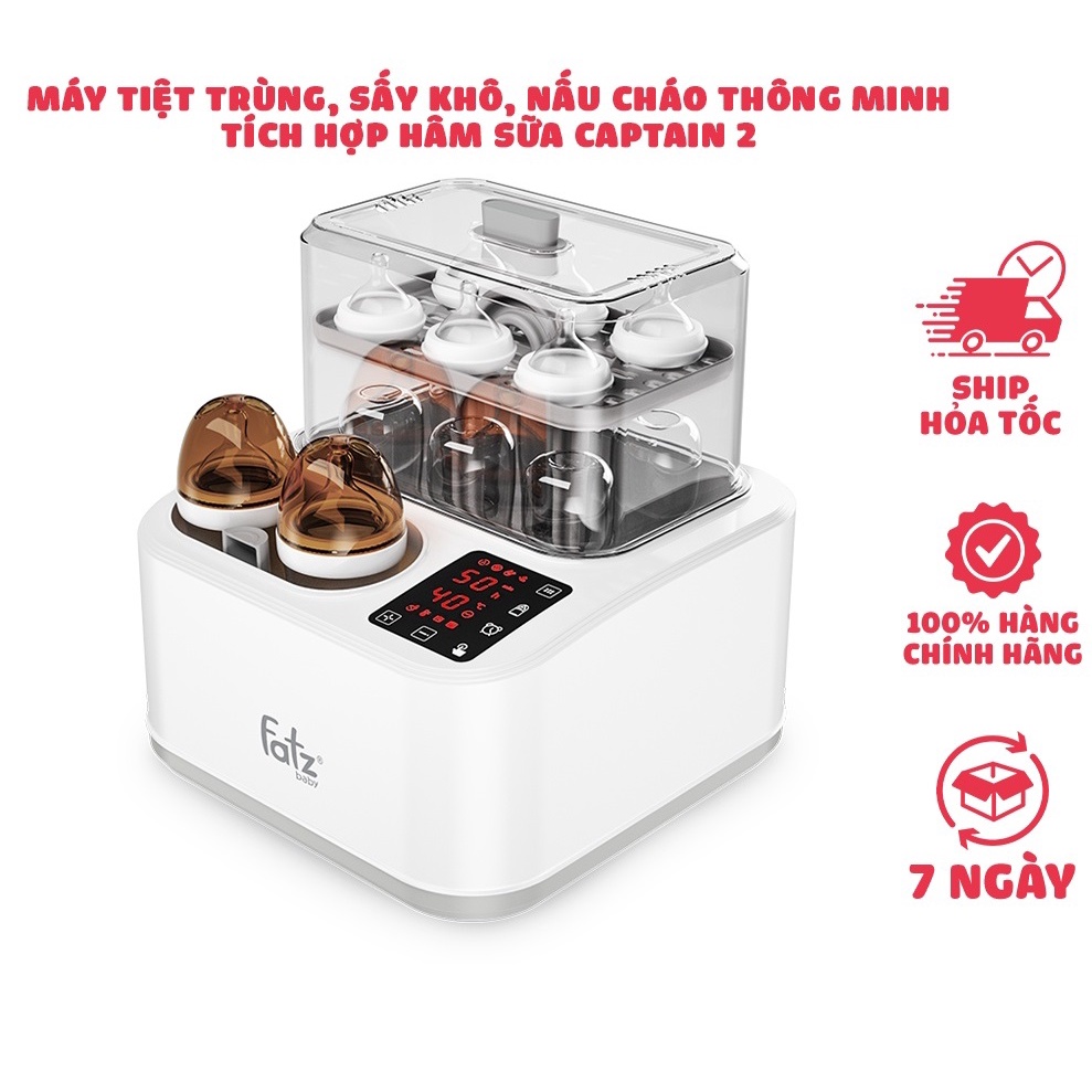 (Đơn 29K Freeship 15K) Máy tiệt trùng sấy khô, nấu cháo chậm, hâm sữa thức ăn Fatz Fatzbaby FB4315SL - Captain 2 NAM1