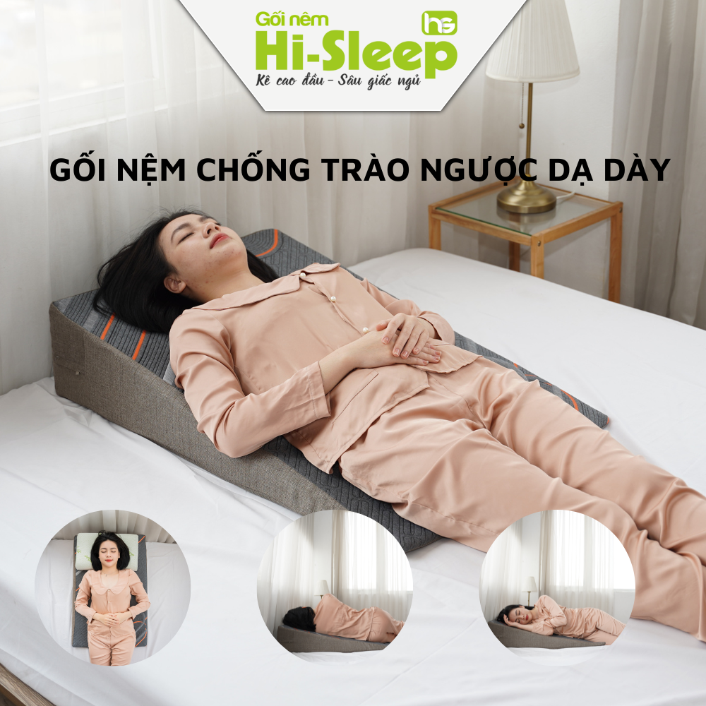 Gối nêm chống trào ngược dạ dày người lớn Hi-Sleep loai·cao 14cm giúp giảm trào ngược dạ dày, hạ áp tư thế, copd, tăng nhãn áp, suy giãn tĩnh mạch chi dưới