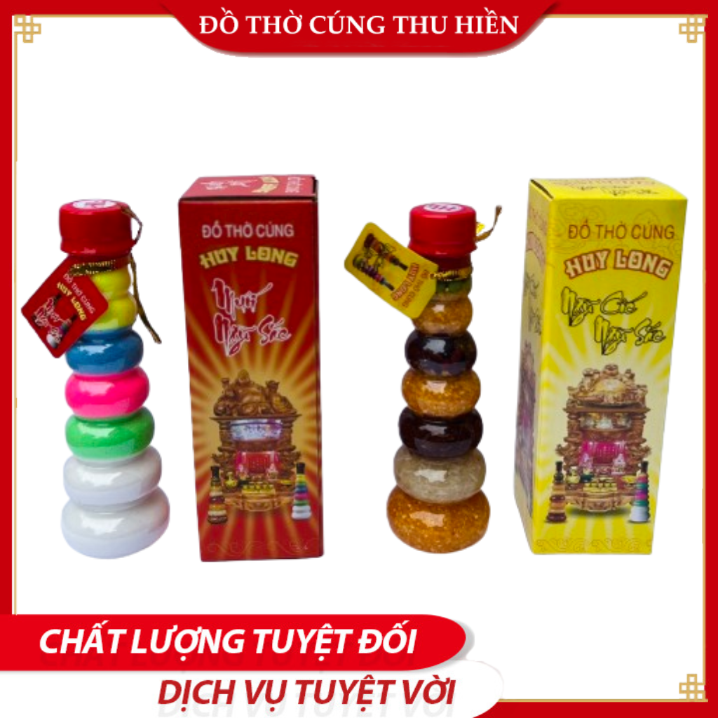 Chai Ngũ Cốc, Muối Ngũ Sắc Phong Thuỷ Cầu Tài Lộc, Sung Túc Size Nhỏ - Đồ Thờ Cúng Thu Hiền