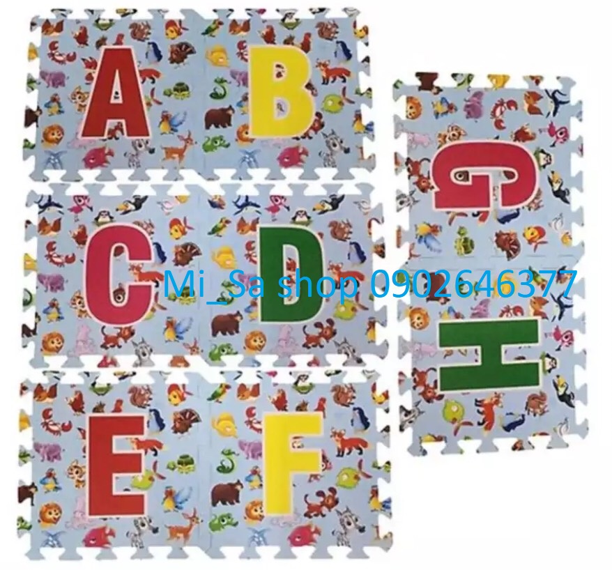 [HCM]Trọn bộ 26 tấm xốp lót sàn in sẵn hình ảnh chữ cái từ A đến Z và họa tiết các loại động vật, kích thước 30x30 cm/ tấm