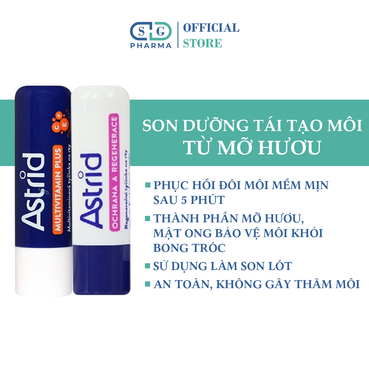 Son dưỡng môi mỡ hươu astrid lip balm full size 4.7g