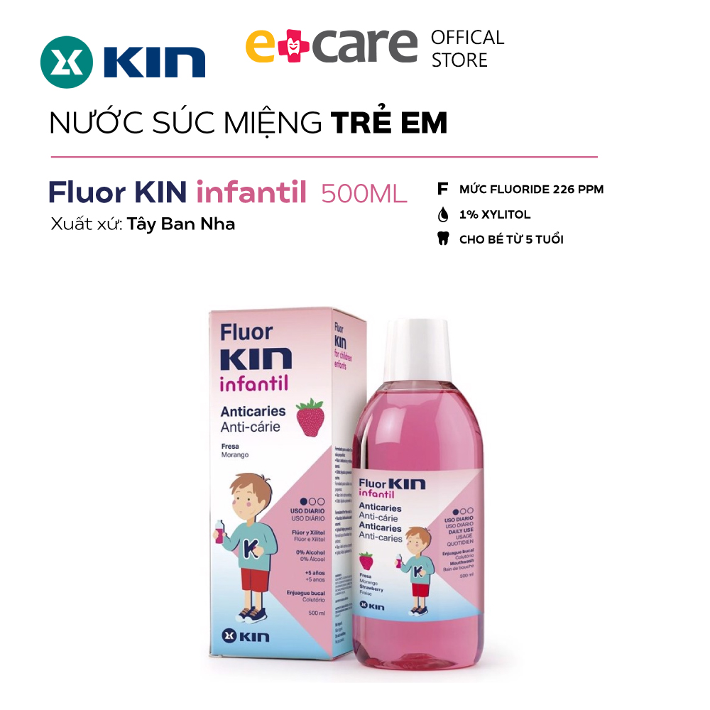 Nước súc miệng trẻ em từ 5 tuổi Fluor KIN infantil 500ml