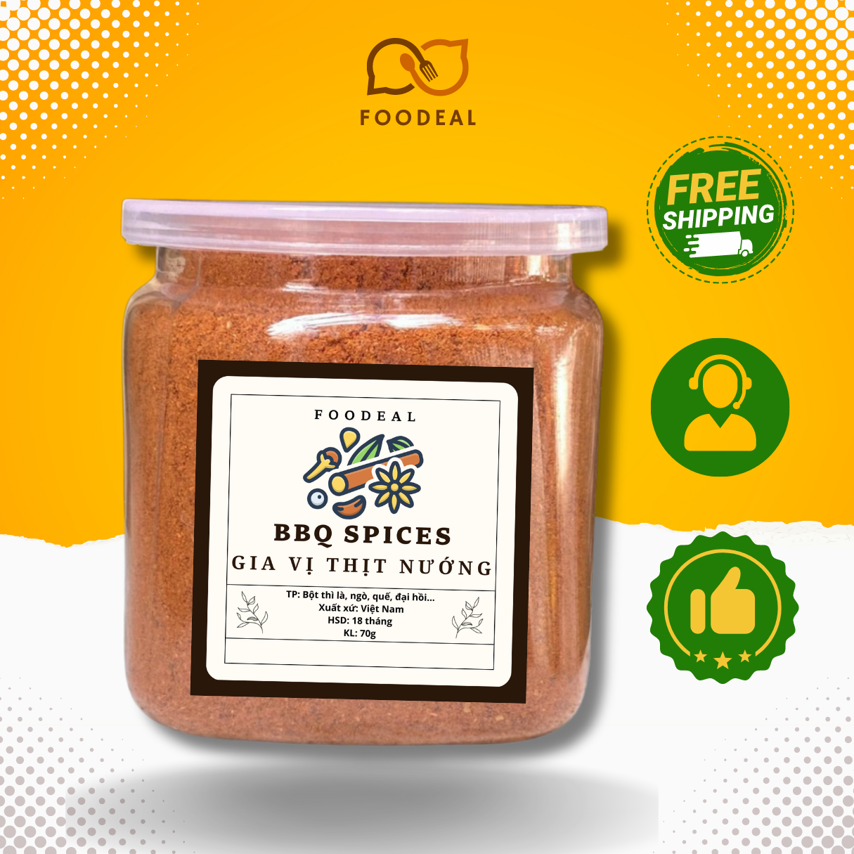 500g Bột Gia vị ướp thịt nướng BBQ thơm ngon tiện lợi - BBQ meat Powder healthy có thể dùng ăn kiêng giảm cân Foodeal