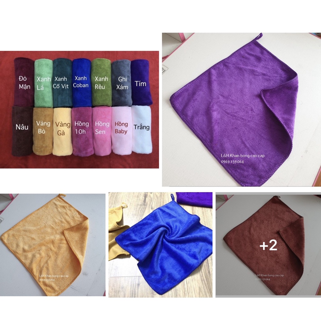 Set 10 khăn lau đa năng vải chuyên dụng microfiber, kt 30x30cm