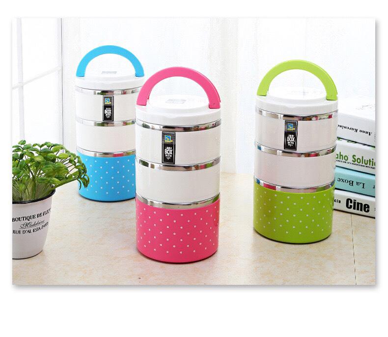 [HCM]{MPVC} CAMEN ĐỰNG CƠM 3 NGĂN CHẤM BI - HỘP ĐỰNG CƠM INOX 3 TẦNG - hộp com trưa - tiện dụng - mua nhiều giảm giá càng nhiều