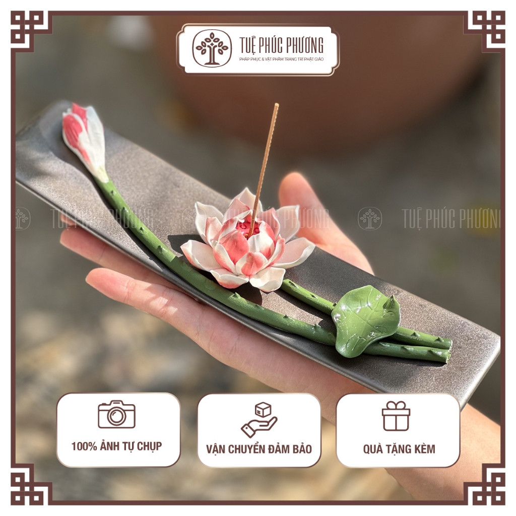Đế Nhan đốt trầm hoa gốm sứ cao cấp