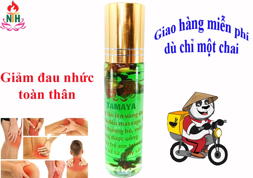 dầu lăn tinh dầu kết hợp thảo dược Tamaya dùng để xoa bóp vai gáy ấm nóng có hương thơm dễ chịu chai 10ml ( dầu xanh Tamaya)
