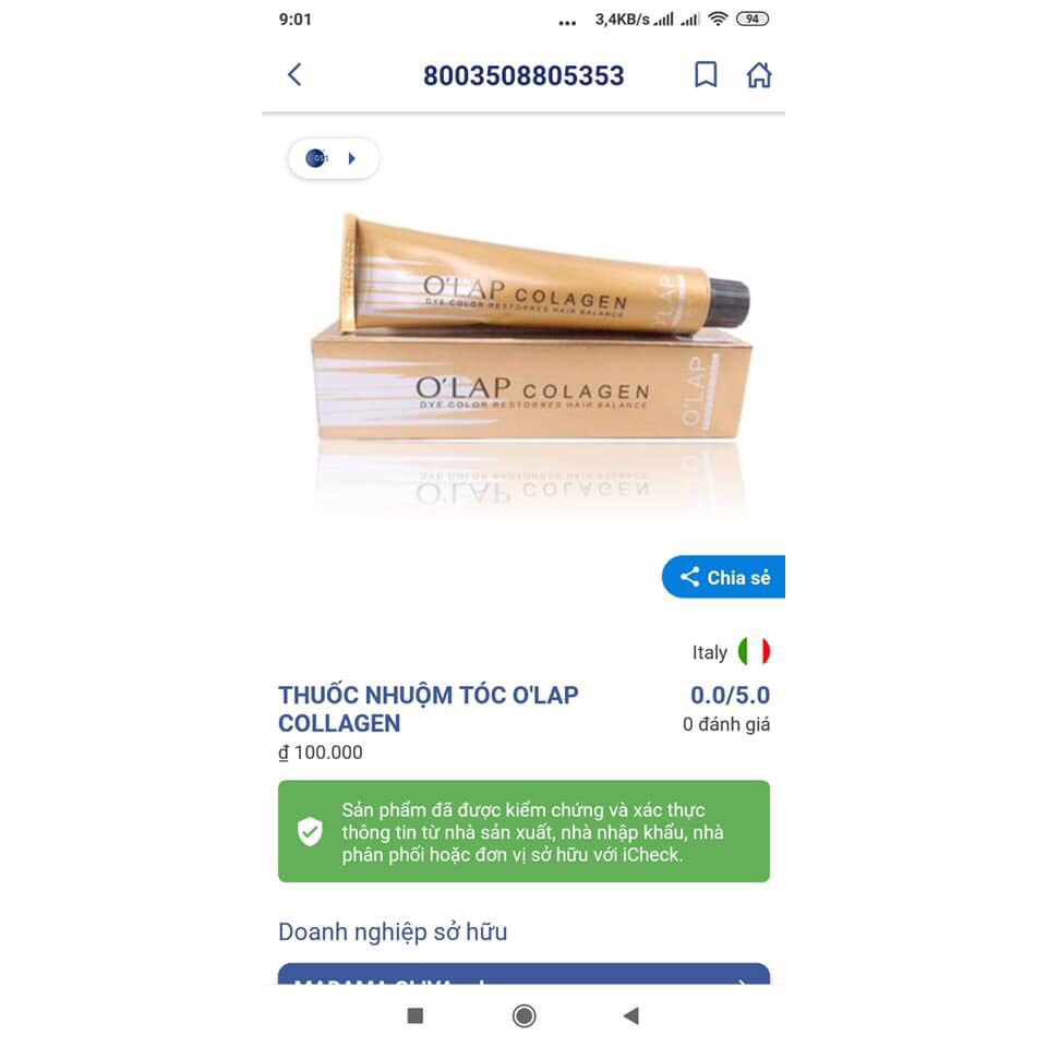 Thuốc ( Màu) Nhuộm Tóc [ Nâu Tây, Than chì, Khói Xám ,Đỏ ,Vàng, Xanh Rêu, Xanh Đen, Tím….] OLAP COLLAGEN  [ SIÊU GIẢM GIÁ] ❤❤❤❤❤❤