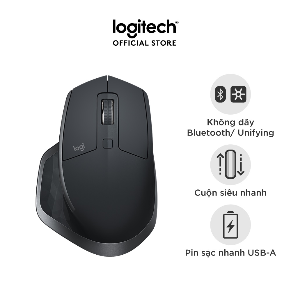 Chuột không dây Bluetooth Logitech MX Master 2s - form to, pin sạc USB-A