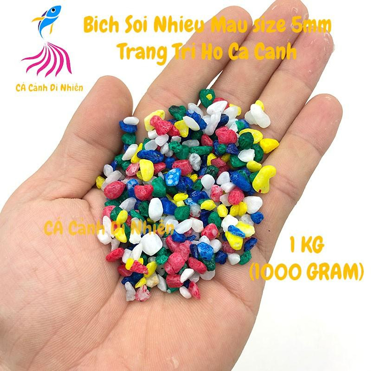 Bịch sỏi NHIỀU MÀU 1 KG size 5 mm trang trí hồ cá cảnh