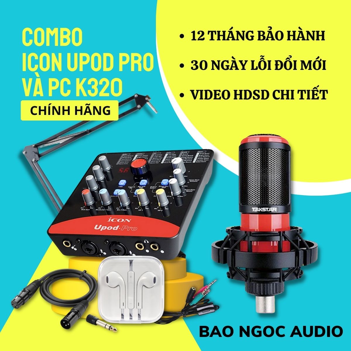 Mic thu âm micro livestream soundcard icon upod pro & mic takstar pc k320 bh 1 năm thu âm điện thoại máy tính