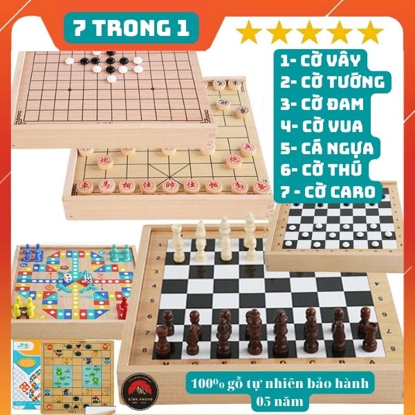 Cờ vua cờ tướng cờ vây cá ngựa cờ đam 7 trong 1