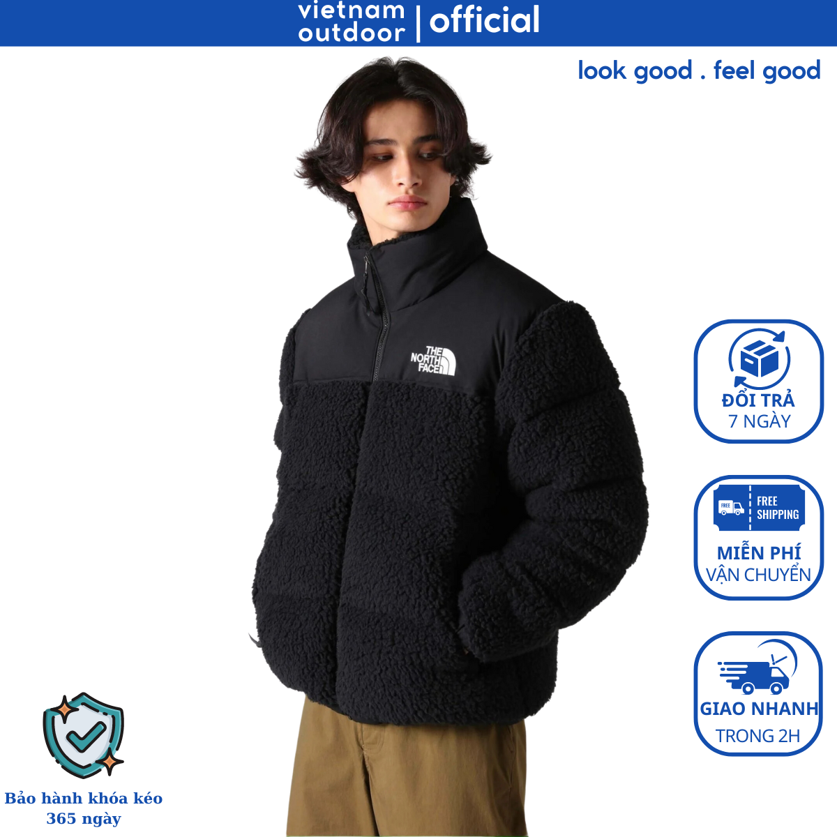 Áo Khoác Lông Cừu Nam Nữ THE NORTH FACE HIGH PILE NUPTSE JACKET Mặc Thành 2 Kiểu Giữ Ấm Mẫu Mới