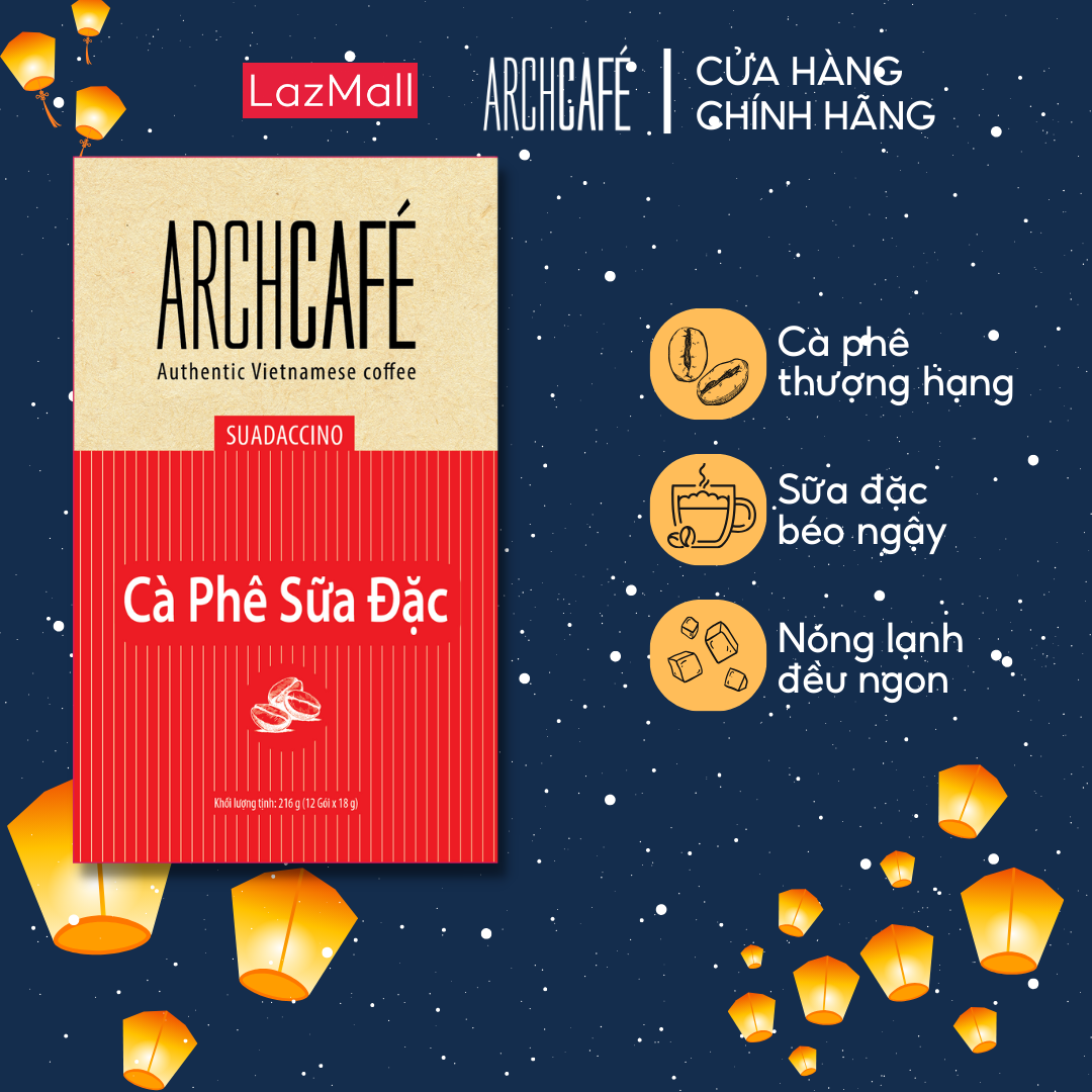 Cà Phê Sữa Đặc - Cafe hoà tan Archcafé (hộp 12 gói x 18g)