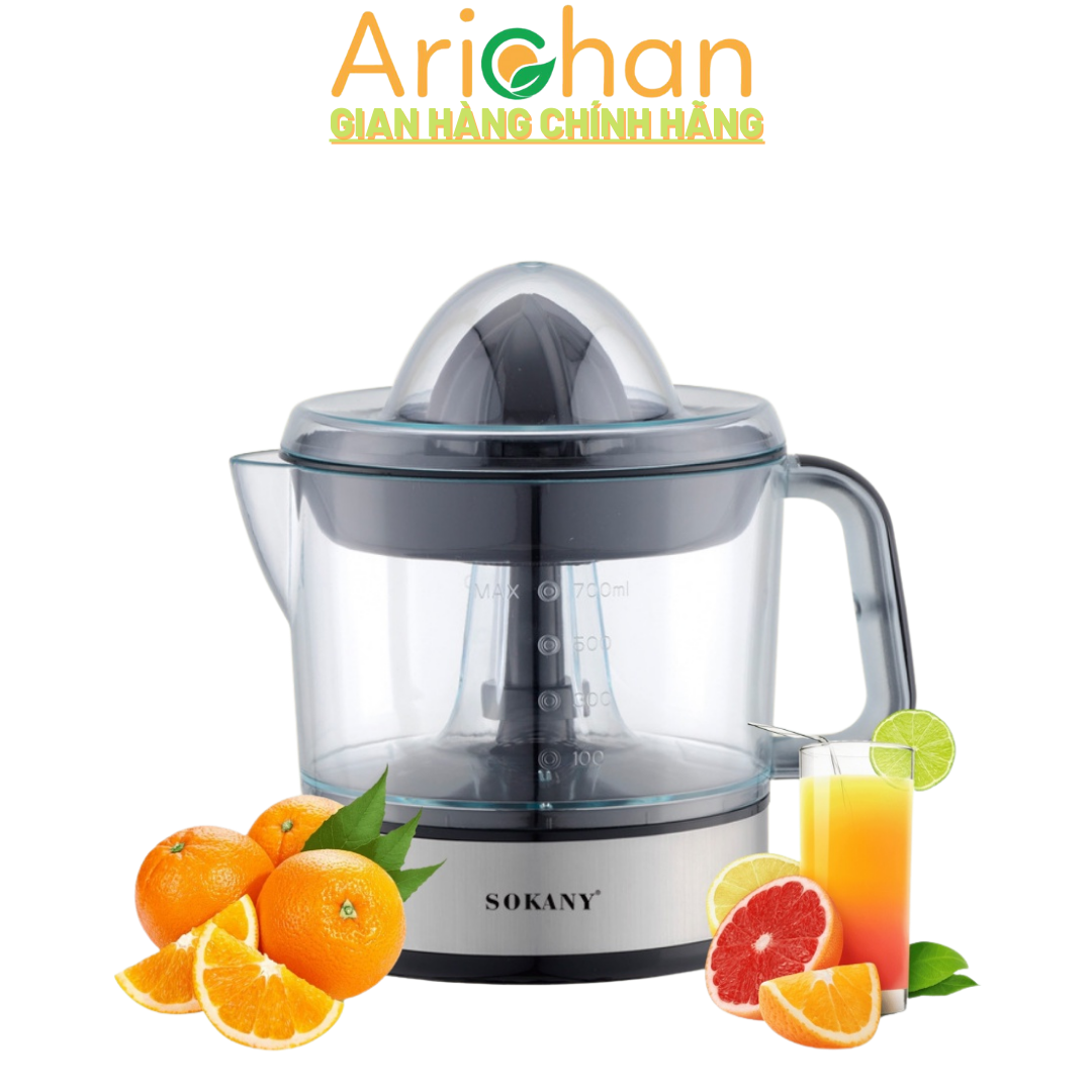 Máy vắt cam tự động 2 chiều sokany je-623d, máy xay & ép trái cây dung tích 700ml, cối xay thủy tinh cao cấp, công nghệ nhật bản, bảo hành 12 tháng