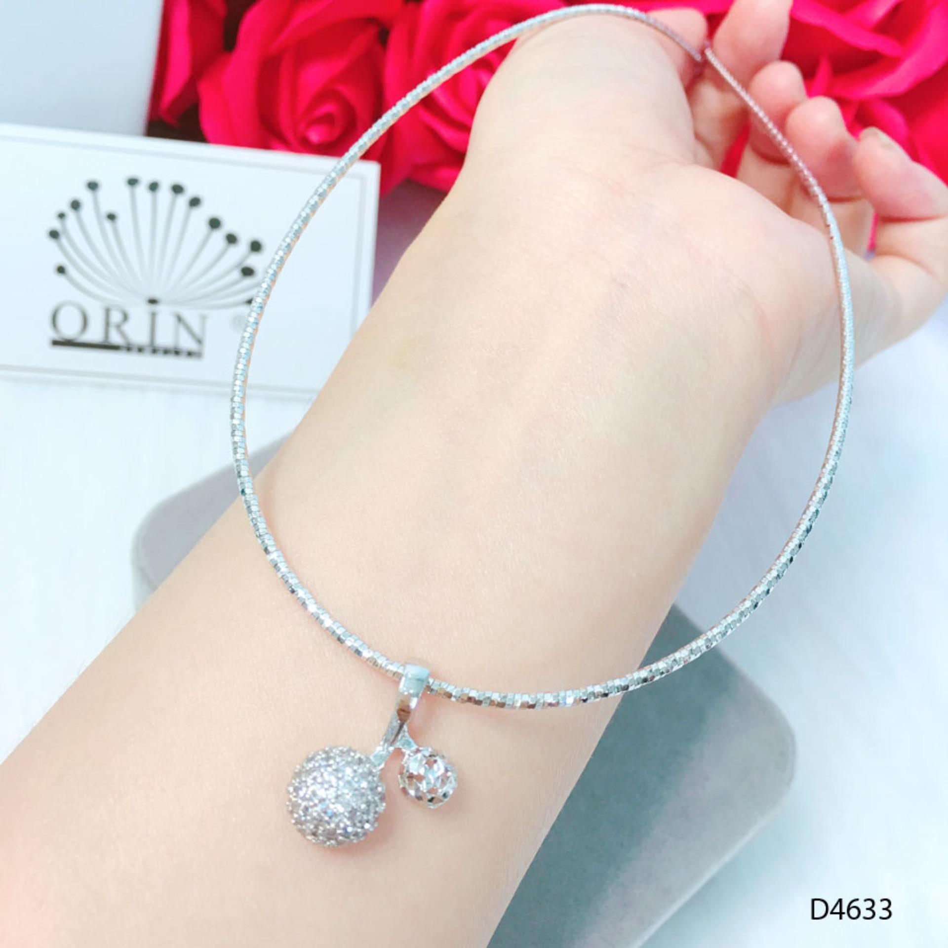 Kiềng dẻo, kiềng cổ bạc mặt cherry thiết kế cao cấp Orin D4633 - Long Tien