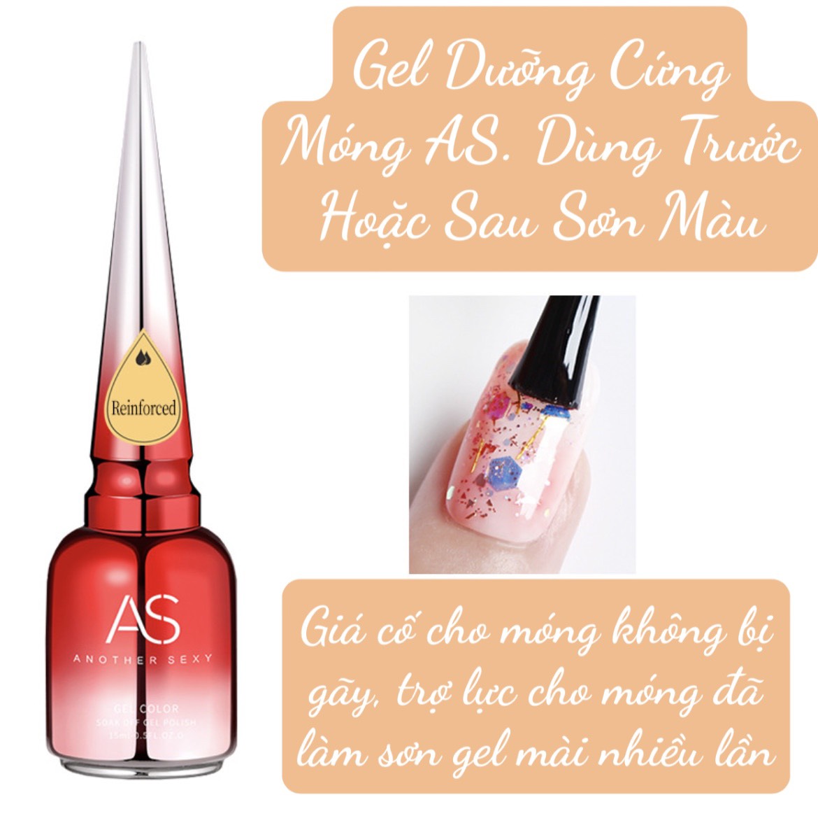 Gel cứng móng as chai đỏ reiforce gel 15ml