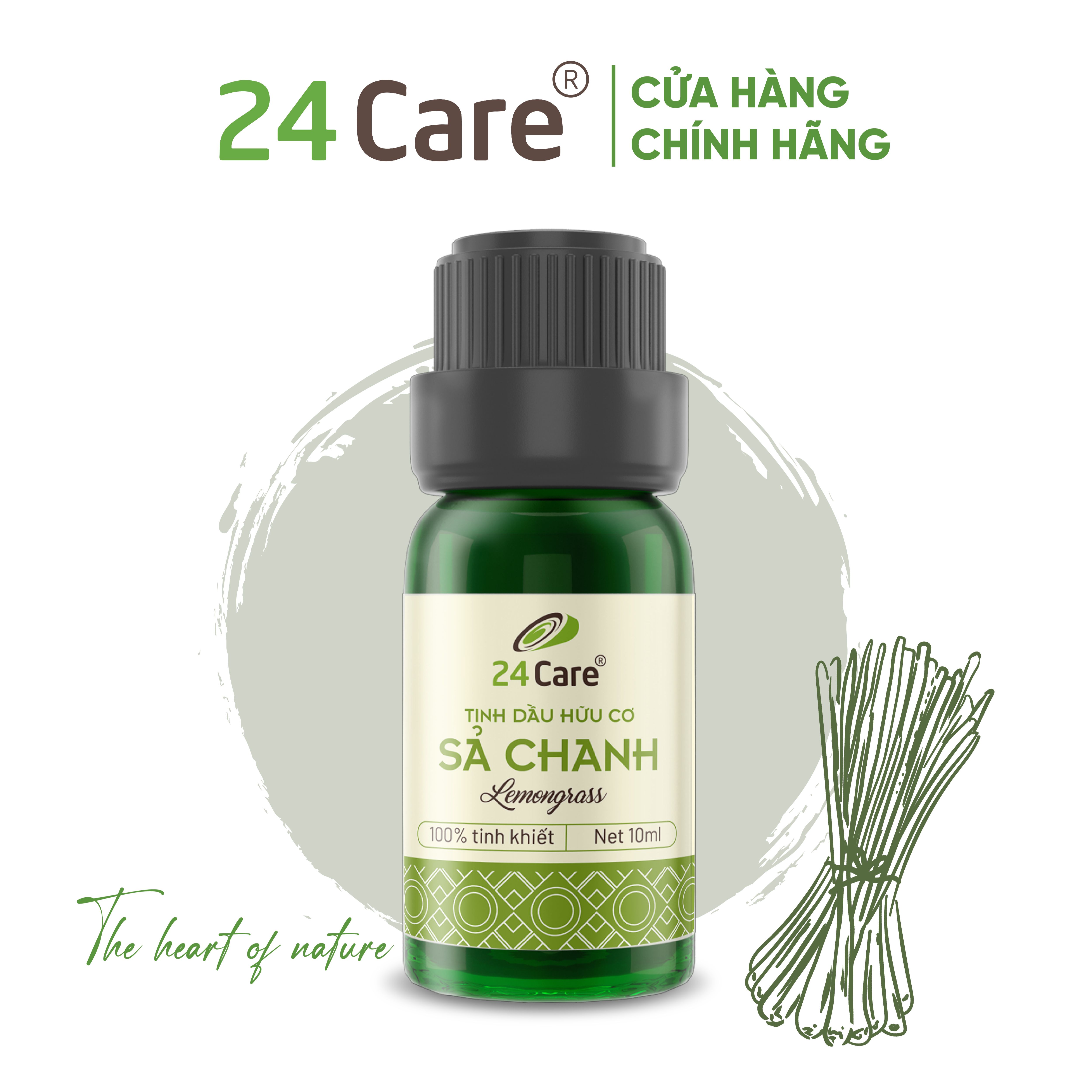 [MUA 1 TẶNG 1] Tinh dầu Sả Chanh 24Care 10ml thơm phòng, đuổi muỗi có giấy chứng nhận COA đóng gói trong nhà máy đạt tiêu chuẩn FDA Hoa Kỳ - Tinh dầu 10ml