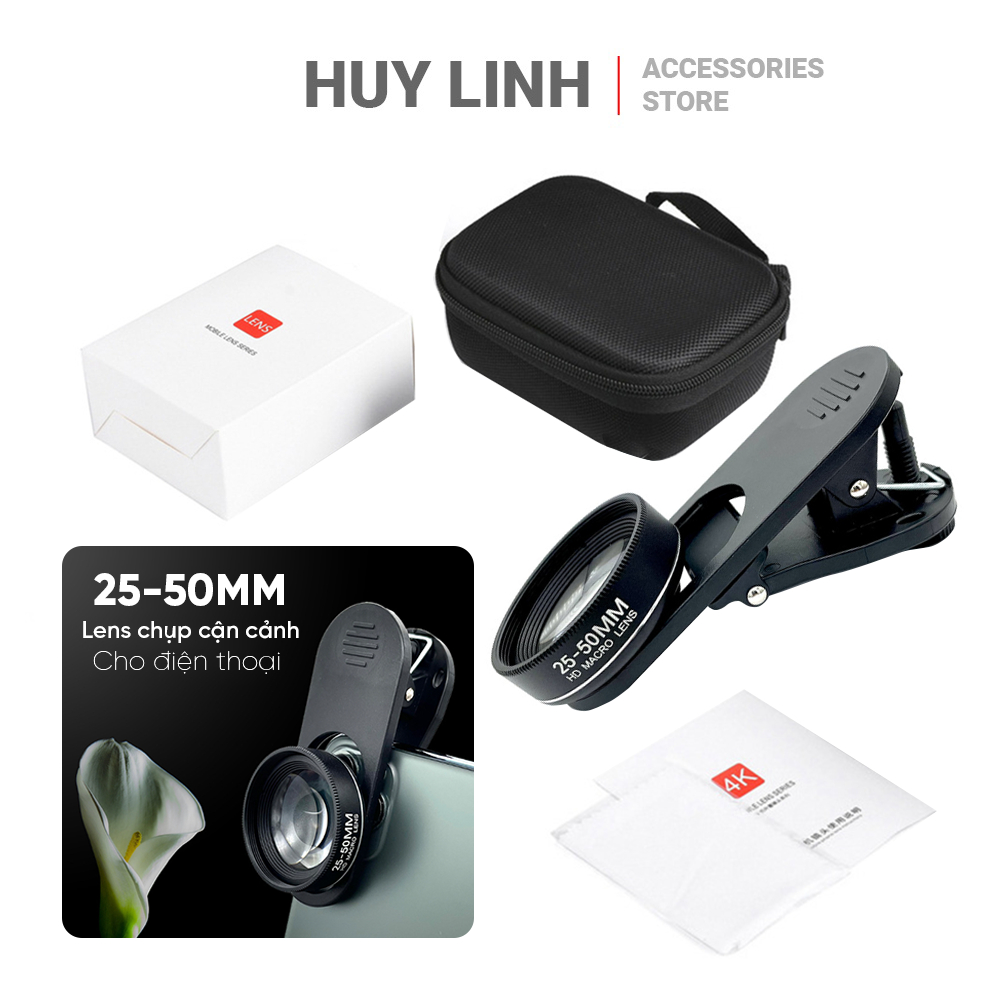 Bộ lens ống kính macro fullhd 4k 25-50mm cho điện thoại jovo jv plm2550