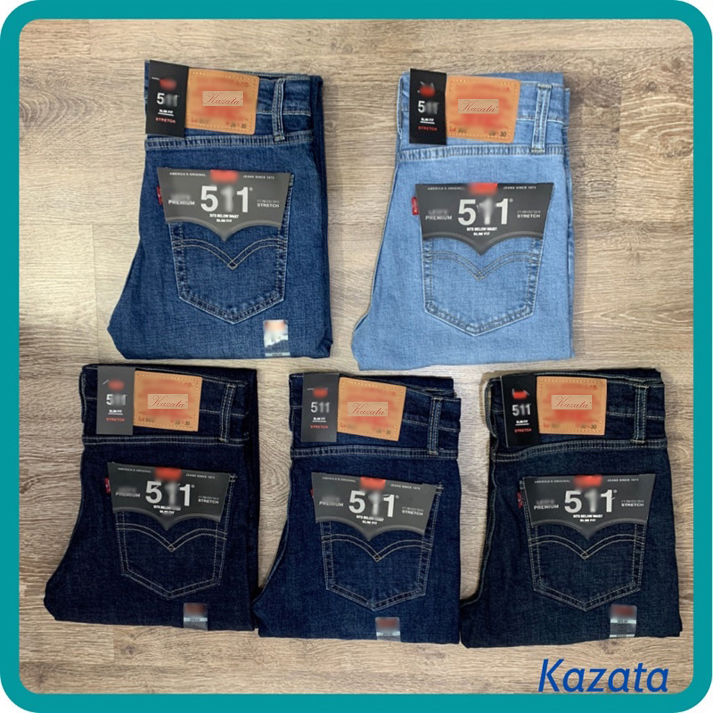 Quần Jean nam ống đứng vải co giãn xanh rêu xanh đâm xanh đen xanh trung xanh sáng dáng slimfit kazata