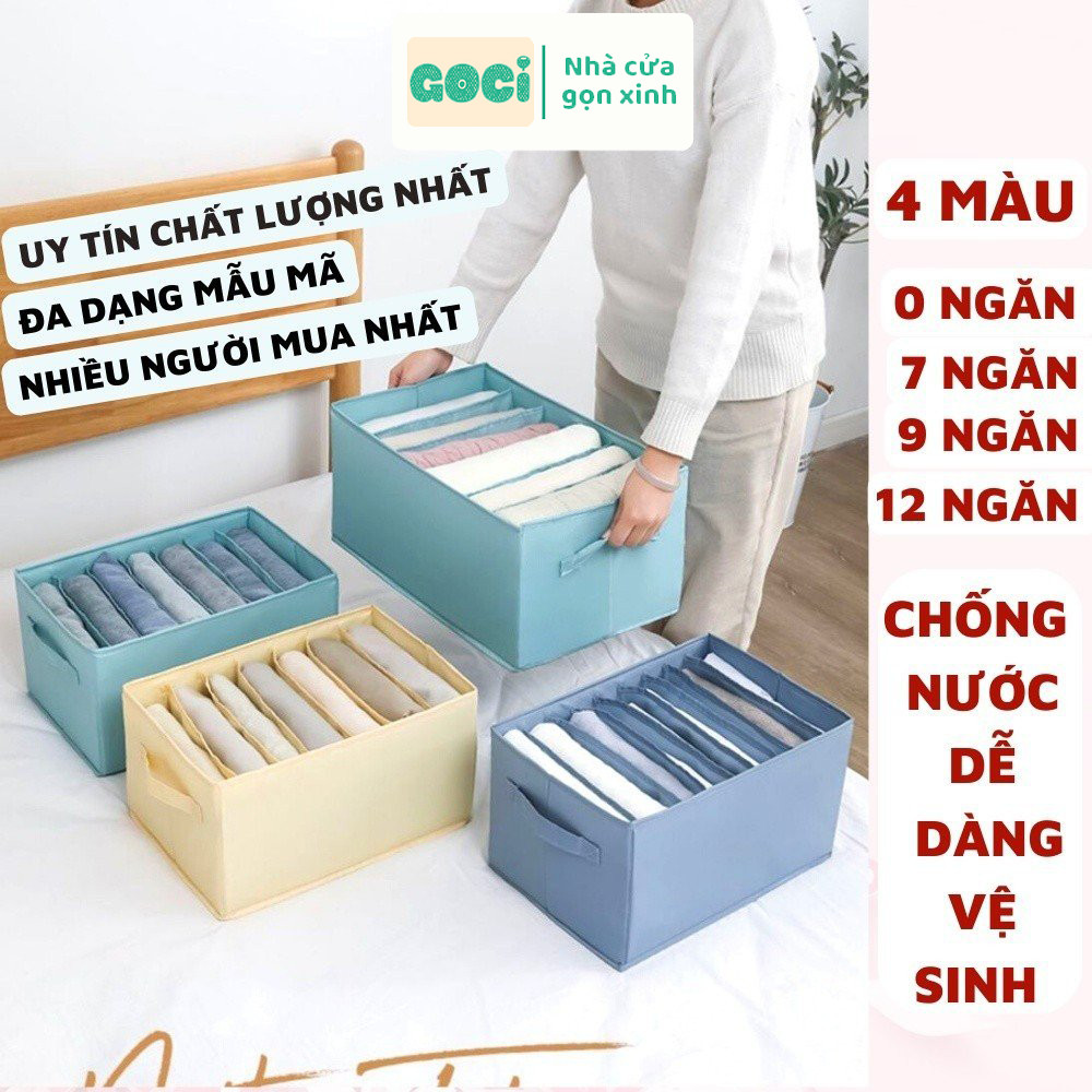 Hộp vải chia 9 12 ngăn đựng quần jean áo sơ mi thun hè thu đa năng khay túi vải cao cấp VNXK sắp xếp gọn gàng tủ đồ Nhật