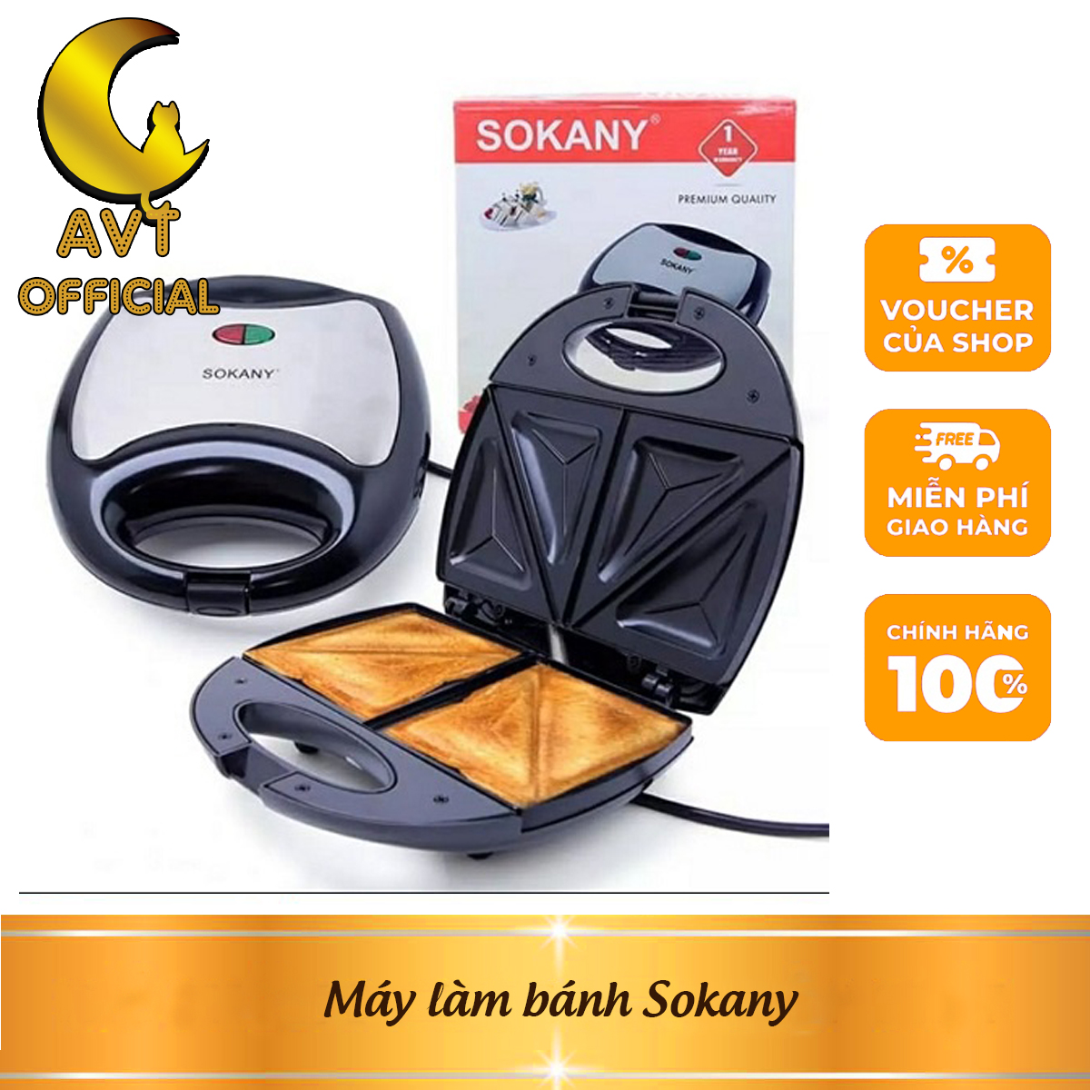 Máy kẹp nướng, làm bánh mì, bánh ngọt 3 khay SOKANY ,máy làm bánh ,nướng bánh đa năng