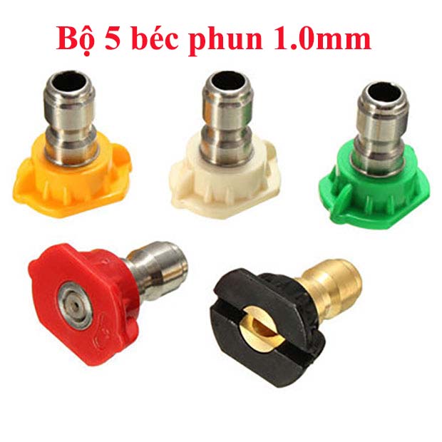 Bộ 5 Cái béc phun cao áp 1/4 Bộ Đấu Nối Nhanh Vòi Rửa Xe Kim Loại Vòi Phun Cây Dài Máy Rửa Áp Lực Cao laoị 1.0