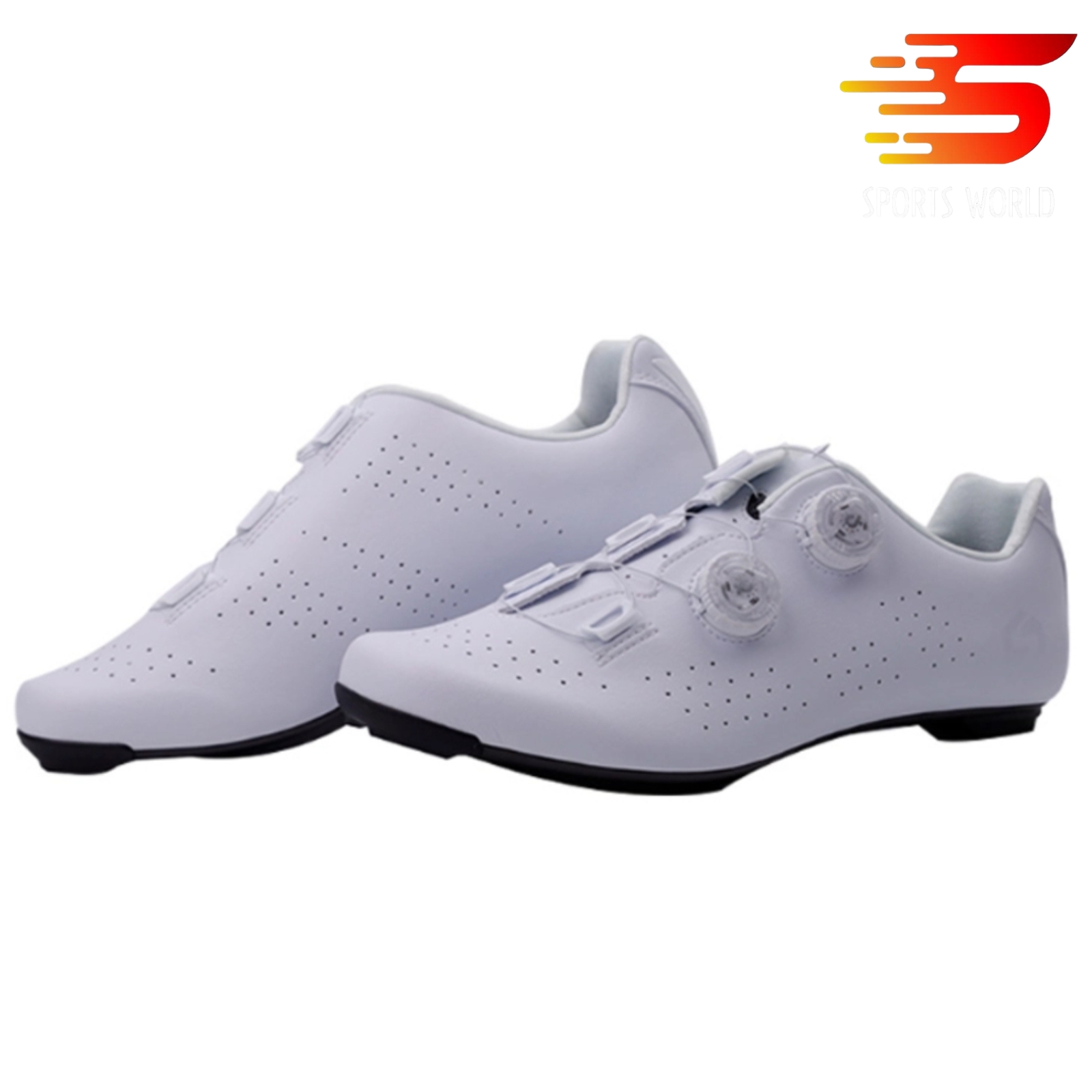 Giày can đạp xe dòng Road 2 Khóa vặn Side Bike SD-020 màu trắng đế Carbon - SPORTS WORLD
