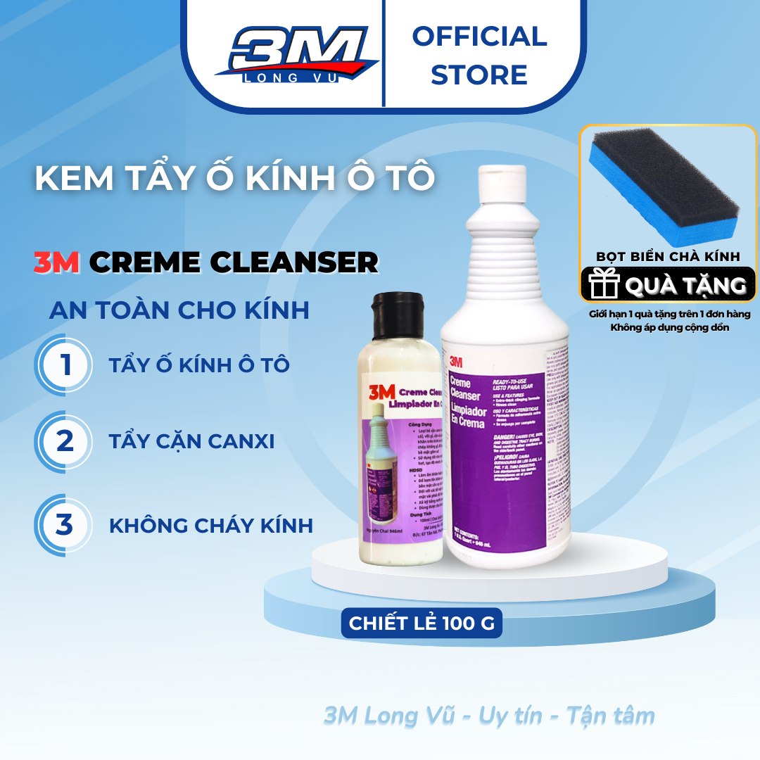 Tẩy ố kính ô tô 3M Creme Cleanser Limpiador En Crema - Chiết lẻ 100G - 3M Long Vu