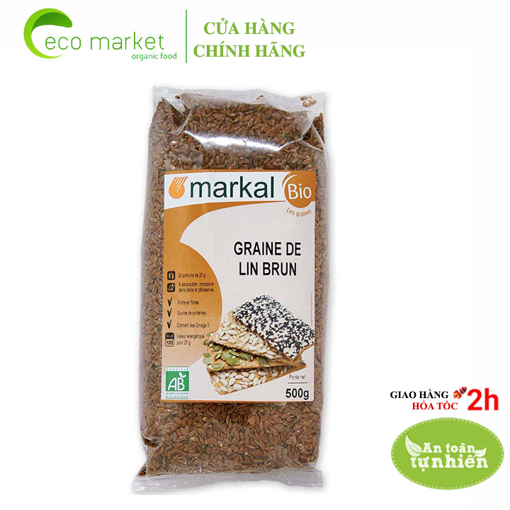 Hạt lanh nâu hữu cơ markal 500g