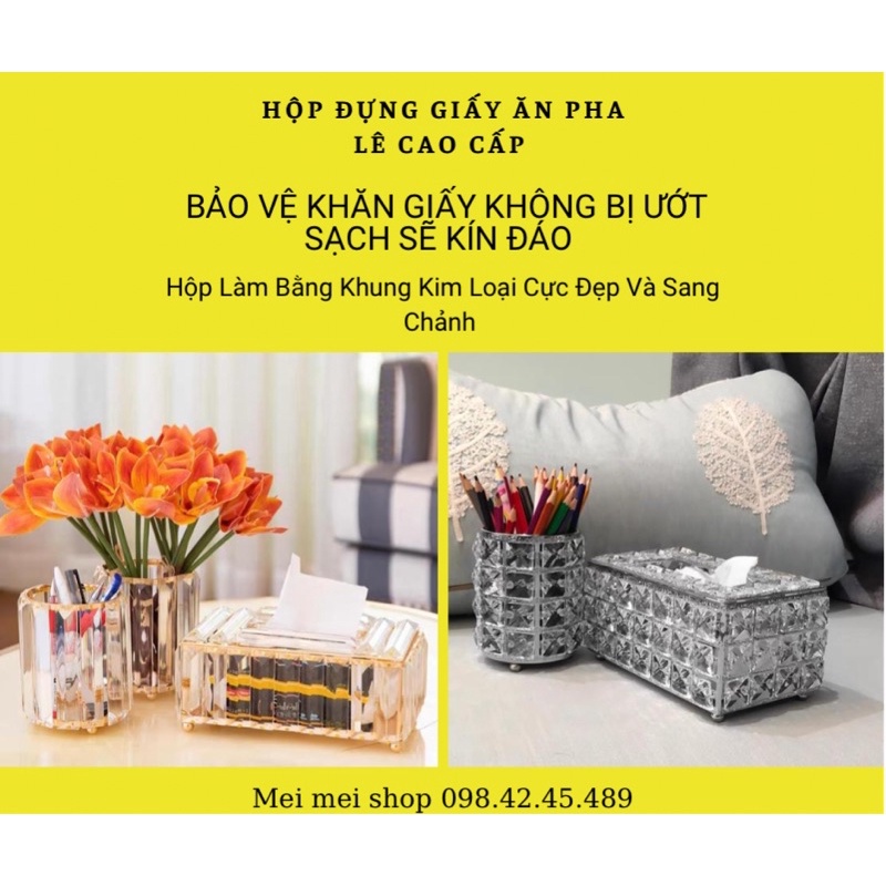 Hộp đựng giấy ăn pha lê trong