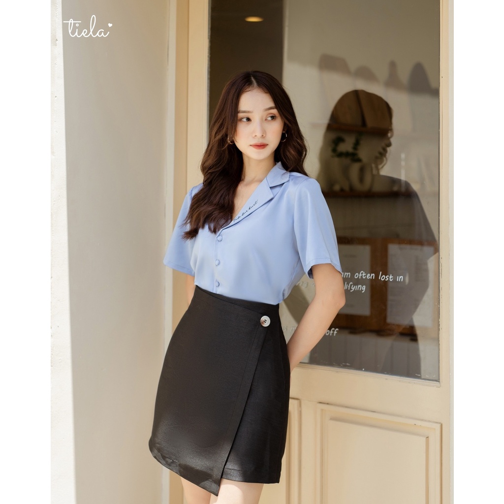 TIELA Chân váy trơn đơm nút ngay eo form chữ A - Linda Skirt