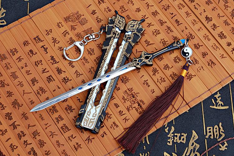 Móc khóa kiếm Xích tiêu Hồng liên Kiếm - phái Thuần Dương - Kiếm tam trang trí mô hình trưng bày cổ trang