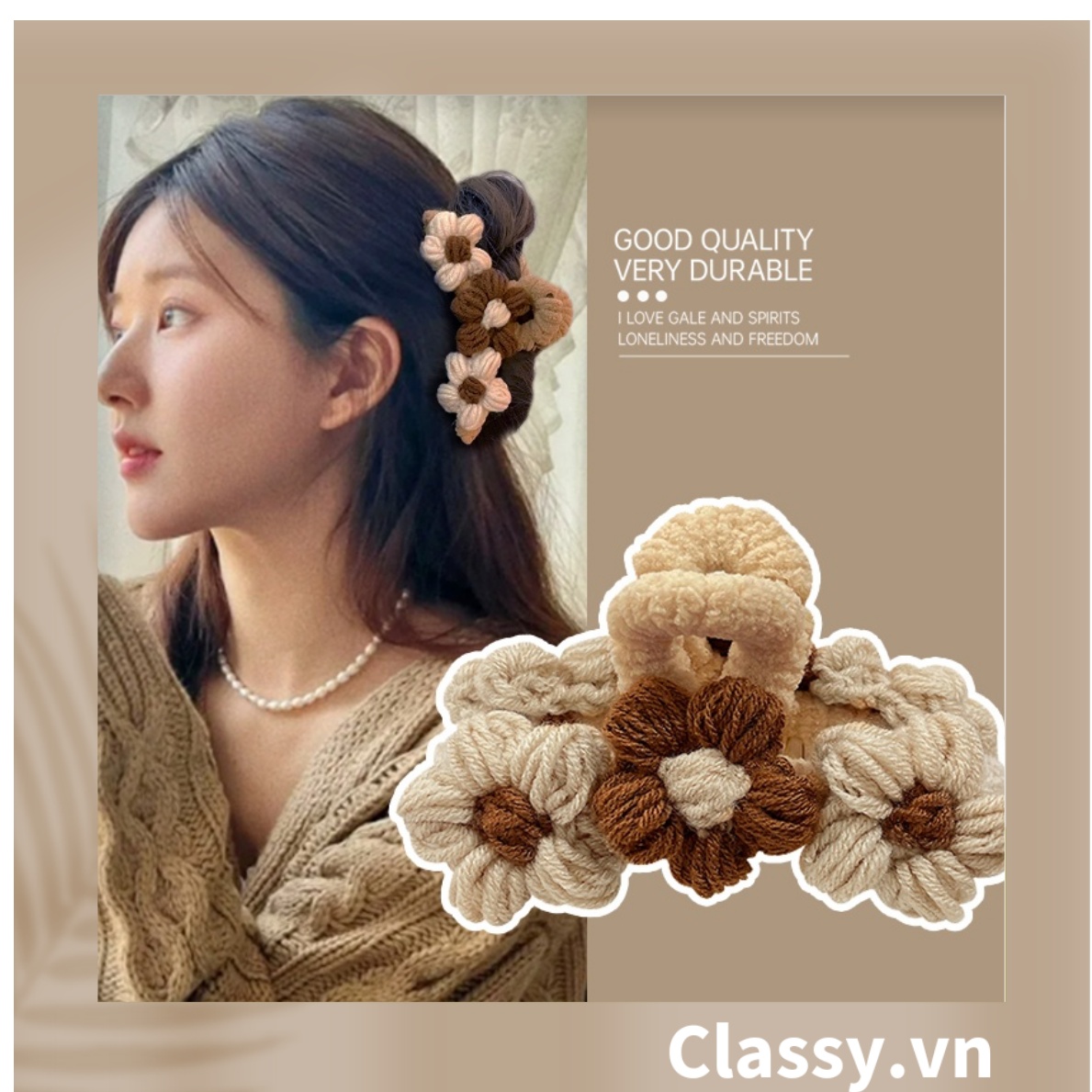 Classy Băng đô cài tóc, kẹp càng cua bọc vải sang trọng PK1625