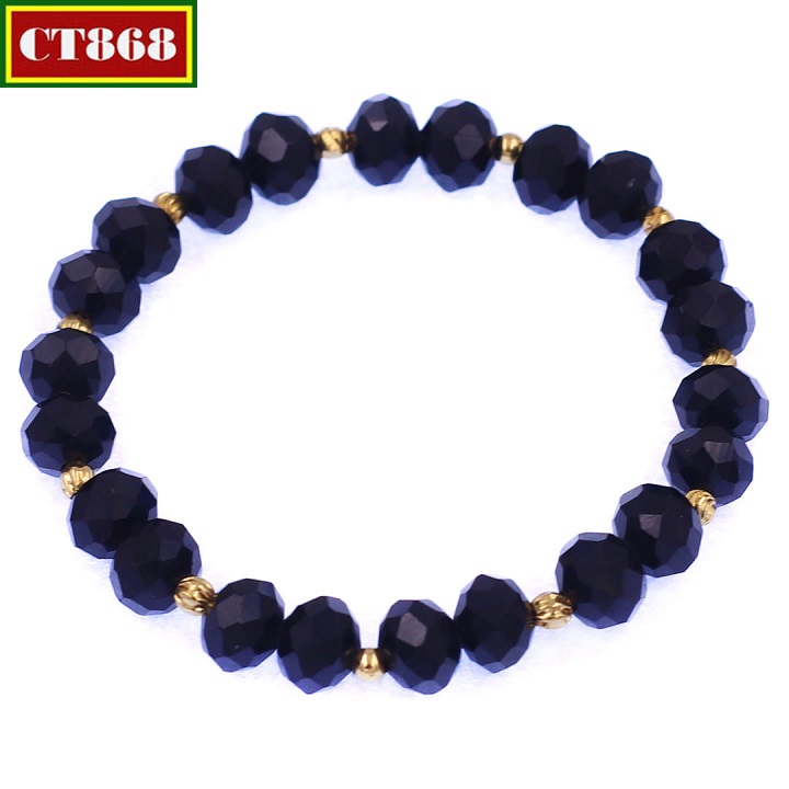 [HCM]Vòng tay Pha lê đen giác 8 ly hạt vàng CTFLEGBVK8