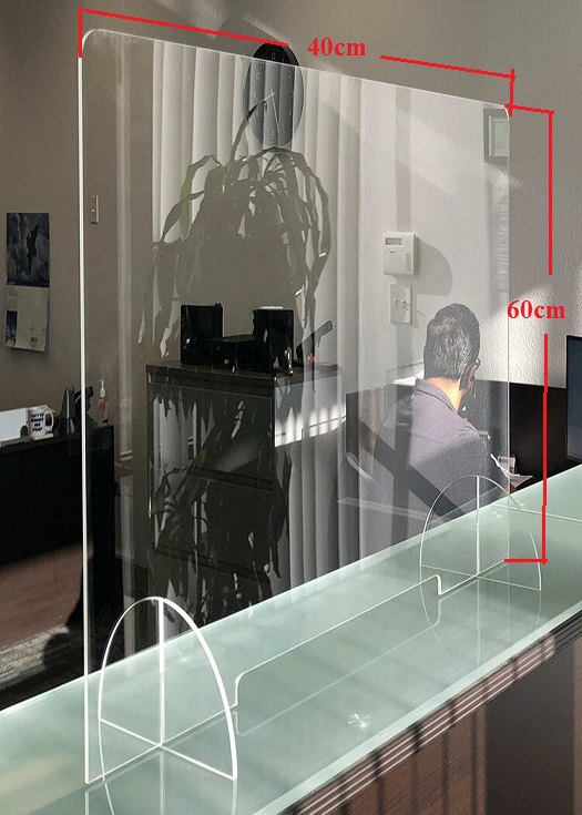 Tấm chắn giọt bắn mica trong 40x60cm chân rời