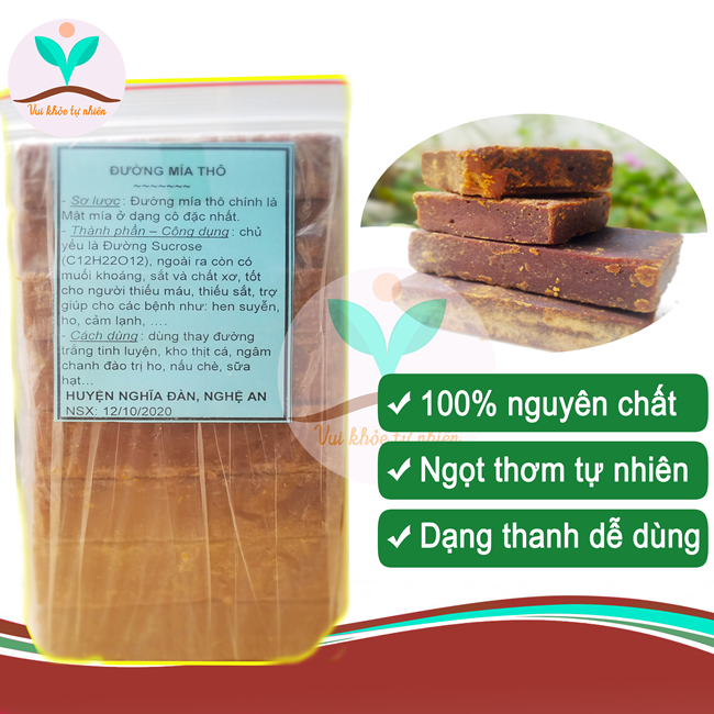 Đường mía thô nguyên chất Nghệ An ( đường phên mật mía thay thế đường kính trắng,đường tinh luyện an toàn cho sức khỏe )