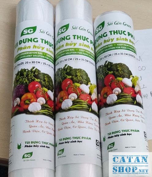 Túi đựng thực phẩm tự hủy sinh học bằng size 20x30cm, 25x35cm cuộn 500gam