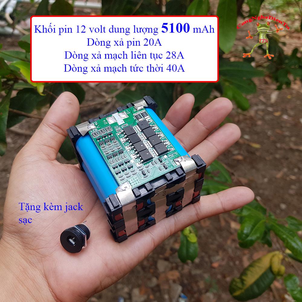 Pin 6 cell 12v 5100mAh EVE XANH tặng kèm jack sạc