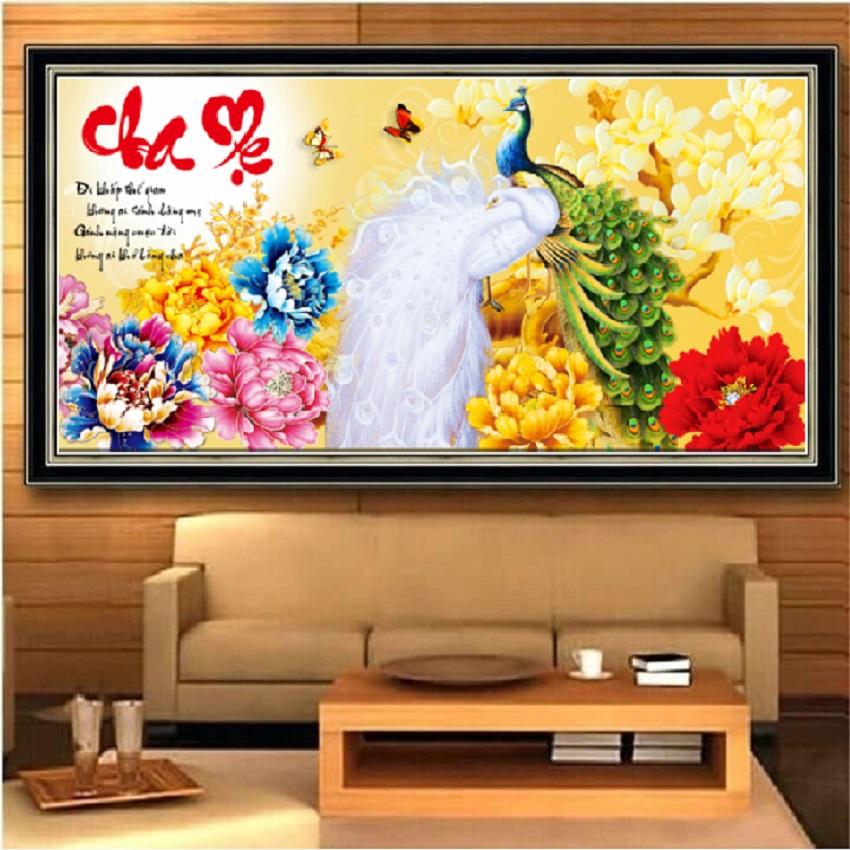Tranh đính đá cha mẹ - lv078 kt 120*60cm