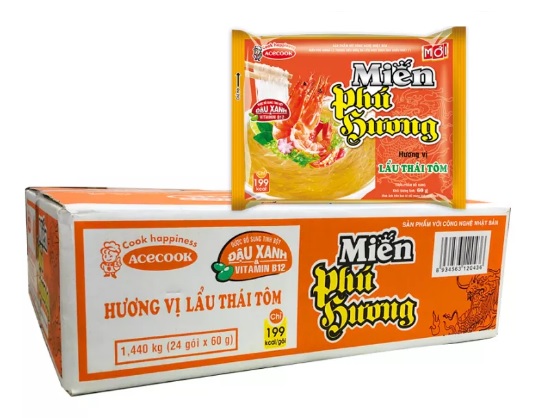 [HCM][Lốc 12 gói] Miến lẩu Thái tôm Phú Hương 60g
