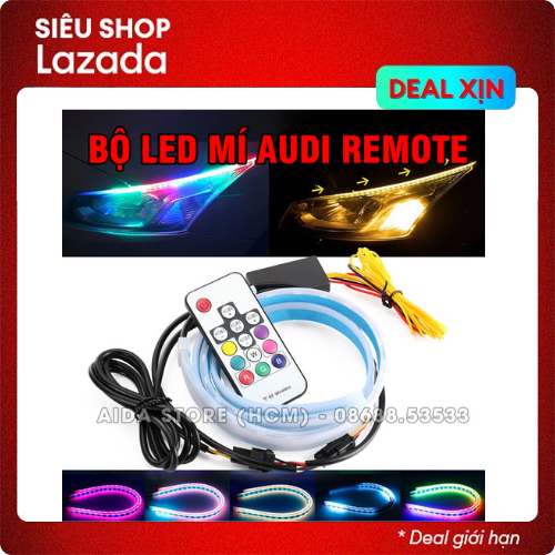 Bộ dây đèn led LED xi nhan mí Audi chạy đuổi REMOTE - nhiều màu sắc RGB - chỉ dùng điện cho xe máy ô tô DC12v