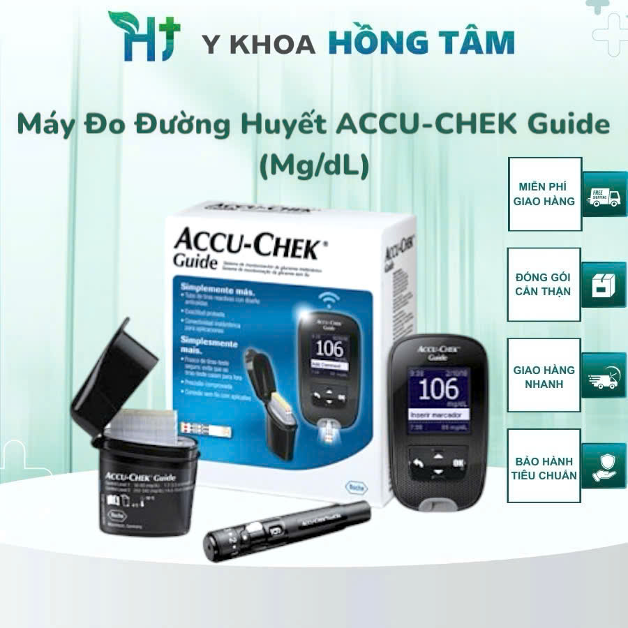 Máy Đo Đường Huyết Accu-Check Guide (mmg/dl) + Hộp 25 Que + Kim & cồn miếng