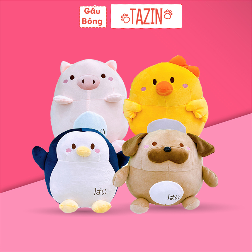 Thú bông hàn quốc size 25cm tazin shop, gấu bông heo, gấu bông cánh cụt, gấu bông chó, gấu bông gà con
