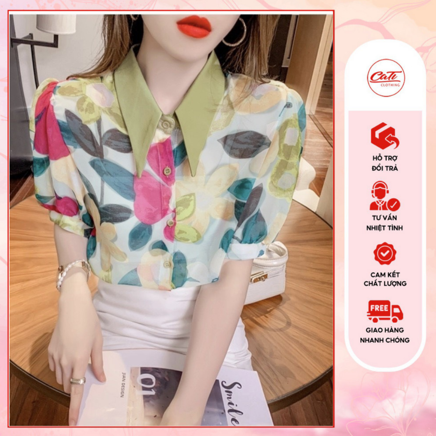 CATI Áo sơ mi tơ ép sang chảnh xinh xỉu