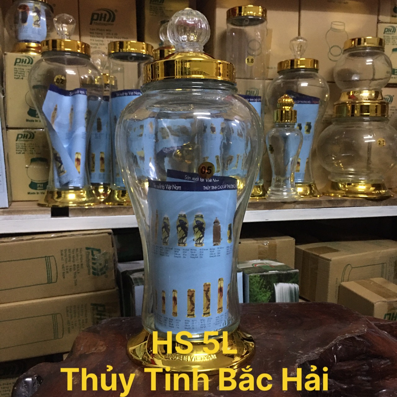[HCM]BÌNH THỦY TINH VÀ HŨ THỦY TINH  NGÂM RƯỢU 5L KHÔNG VAN- THỦY TINH BẮC HẢI
